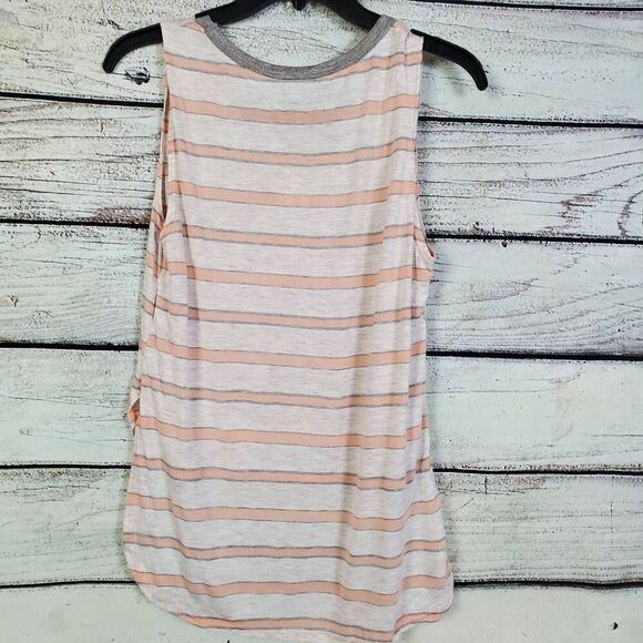 Charlotte Russe Women’s Sleeveless Striped Tank Top Gray Peach Size M NWT - Picture 5 of 6